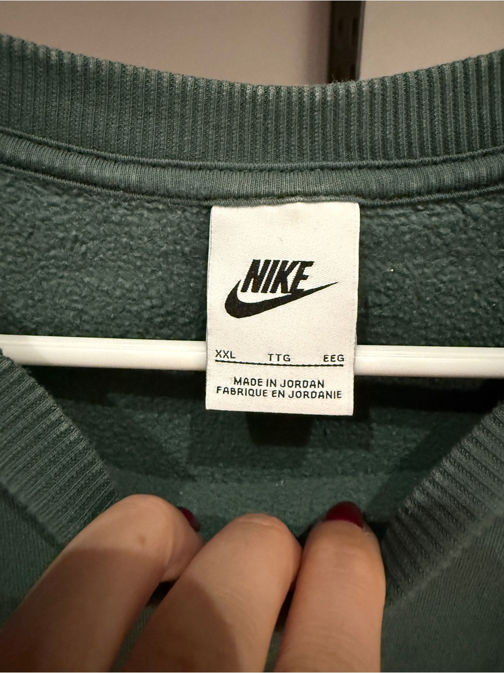 Nike Dark Green Crewneck Sweatshirt with White Swoosh - Picture 2 of 2